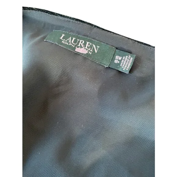 Lauren Ralph Lauren Plus Size 18W Green Velvet Faux Wrap Cocktail Dress - Picture 7 of 13